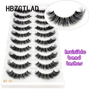 False Eyelashes Invisible band Lashes 10 Pairs 3D Faux Mink Lashes Natural short Transparent Terrier Lashes Clear Band Soft Eyelashes Extension 231206