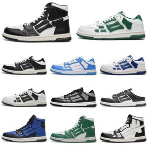 Luxury Designer Designad High Top Par 2023 New Men's Casual Shoes Leather Flat Lace-Up Black Red Running Sneakers Women's Bone Pattern Training Shoes Storlek 35-45