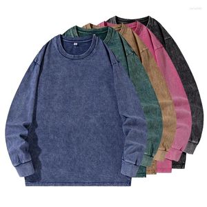 Felpe con cappuccio da uomo Felpe in pelle scamosciata vintage Uomo Autunno Pullover solido Harajuku Y2K Oversize Casual Streetwear Felpa semplice semplice Capispalla