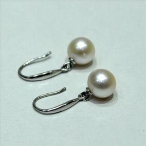 Dangle Earrings YINANYIMEI Fine Jewelry Round White Freshwater Pearl Ballpoint Silver Ear Hook 7.5-8mm