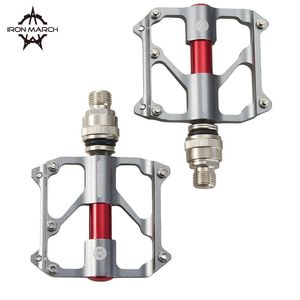 Bike Pedals IRON MARCH MTB Road Bike Bicycle Pedals With Quick Release Aluminum Alloy 3 Sealed Bearings Non-Slip Cycling Flat Platfor Pedals 231207