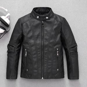 Men's Jackets 3 14 Year Leather Children's Jacket Pocket Zipper Girls Coat Fashion Boy Clothes Thickening Plush Children Outwear XMP15 231207