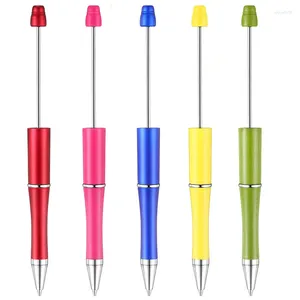 Pcs Beadable Pens Plastic Bead Pen Bonito Legal DIY Tinta Preta Esferográfica para Crianças Meninas Material Escolar de Escritório