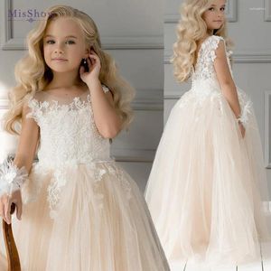 Girl Dresses MisShow Kids Lace Flower Dress Crew Neck Princess First Communion Children Bridesmaid For Wedding Party Birthday