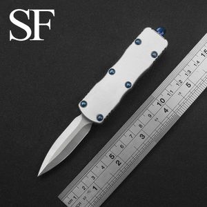 Mini faca tática de autodefesa leve, faca de aviação com cabo de alumínio, lâmina d2, ação dupla, abertura rápida, ferramenta edc externa, presentes de feriado