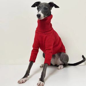 Dog Apparel Italian Greyhound Sweater Whippet Turtleneck Red Christmas Knitted Sweater Warm Pet Clothing 231206