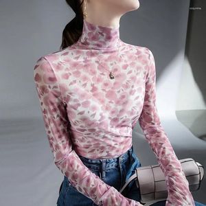 女性用Tシャツ高品質2023女性トップガーゼプリントデザインTシャツの女性服冬秋セクシーなクロップトップカジュアルブラウス