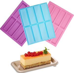 Stampi rettangolari in silicone a 8 cavità, flessibili e antiaderenti, per sapone fai da te, barretta energetica, barretta di cereali, per muffin, brownie, pane di mais, cheesecake, budino, torta e sapone.