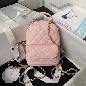 Lyxig ryggsäck för kvinnor äkta läder crossbody väska vanlig spegel kvalitet designer ryggsäck kalvskinn skolväska 18 cm kvinnor ryggsäck med låda