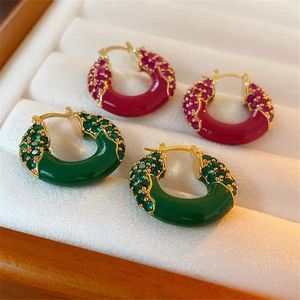 Серьги-кольца Micro Pave, круг из смолы для женщин, креативный роскошный дизайн, розово-зеленые серьги, ювелирные изделия, оптовая продажа
