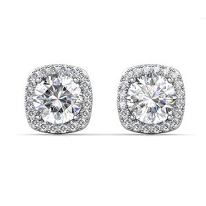 Wholesale Priced 1ct Gra Moissanite Diamond Jewelry Hypoallergenic 925 Silver Square Halo Stud Earrings Destiny Jewellery