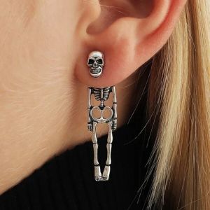 Novo halloween crânio esqueleto brincos para mulheres moda tendência gótico jóias presente hip hop rock legal brincos caídos homens