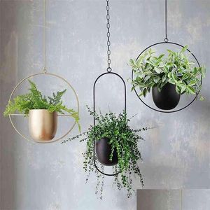 Planters Pots Metal Plant Hanger Chain Hanging Basket Flower Pot Holder Garden Balcony Drop 210712 Delivery Home Patio Lawn Supplies Dhcj8