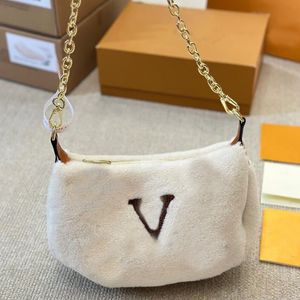 designväska nya damer grädde väska brunt tryck handväska neddy plysch väska söt byt axelväska crossbody