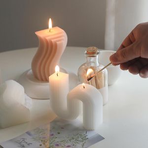 Lyxdekoration Ljus Nordic Geometric Scented Candles Estetiska Big Home Decorative Candles Table Decoration and Accessories