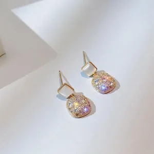 Baumelnde Ohrringe, exquisiter Opal-Knorpel-Ohrring, Edelstahl, niedlich, Korea-Geometrie, Tropfen-Ohr-Piercing für Frauen und Mädchen, Schmuck, Geschenk