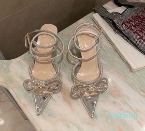 Spring/summernew women's shoes fashion pointed bow rhinestone high-heeled shoes strap stiletto French.