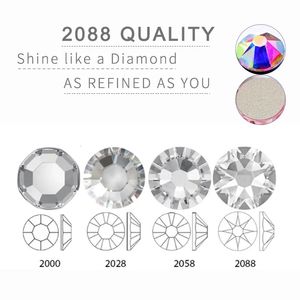 Nail Art Decorations 2088 Super Sparkle SS20 Flatback DIY Nails Rhinestones Art Decoration Manicure 3D Crystal Stones Gems for Dress/Shoes 231202