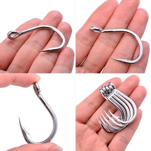 Fiskekrokar 100 st fiskekrokar Hög kol med ögonkarp havskatt 1/0# -13/0# Fiskjiggar Hook White Anzol Japan Fishhooks Tackle 231204