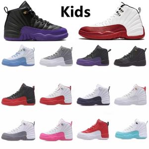 12 12S Cherry Kids Shoes Basketball Pink Wineakers Toddler Field Purple Game Red Flu Gym Shoe Child