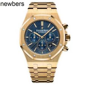 Men Audemar Pigue Watch Aebby Royal Oak Offshore Mechanical Men's Sports Fashion Wristwatch Time 26320BA 18K Pure Gold Blue Dial 2017 WN-3VZY2P4S