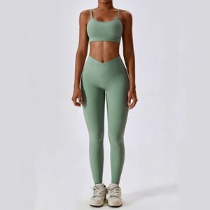 Lu Lu Lemens anpassar Outfits Women's Clothing Två stycken Sport Yoga Lemon BH och Leggings Workout Apparel Outdoor Running ActiveWewar Gym Fitness