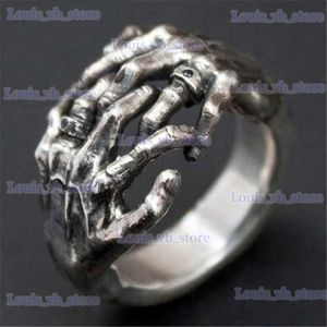 Band Rings Men's Fashion Vintage Gothic Accessories Punk Skull Hand Rings for Men Cool Mens Stainless Steel Jewelry Anillo Hombre T231207