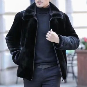 Men's Jackets Men Thermal Jacket Solid Color Long Sleeves Loose Outerwear Faux Fur Thicken Zipper Coat Clothing For Outdoor 231207