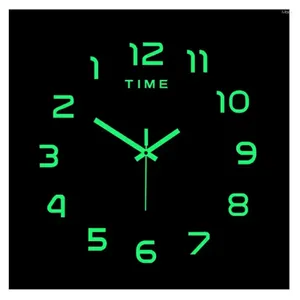 Wall Clocks DIY Digital Decoration Reverse Luminous Left Way/Right Way Clock Stickers Night Vision Grow Watches Creative Cute Reversing