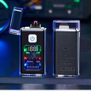 The New Transparent Shell Double Arc Lighter Digital Power Display Ignition Count Cigarette Type-c Charging Interface