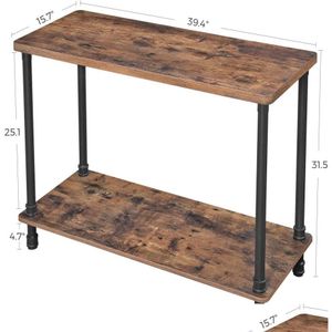 Sala de estar móveis console sofá pernas de tubo de ferro e 12 polegadas de espessura superior fácil montagem mesa de acento para corredor entrada room3218801 dr dhihl