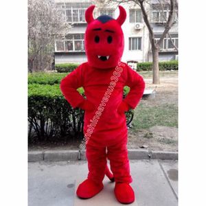 Rotes Teufel-Maskottchen-Kostüm in Erwachsenengröße, Cartoon-Charakter, Karneval, Unisex, Halloween, Geburtstagsfeier, schickes Outdoor-Outfit für Männer und Frauen