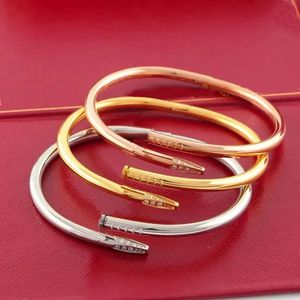 Nail Bracelet Designer Bangles for Women Mens Stainless Steel Alloy Armband Pulsera Pulseras Plated Gold Sier Rose Jewelry Diamond Bracelets