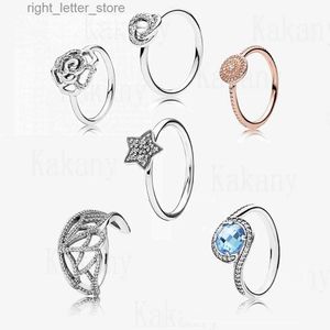 Solitaire Ring 2019 New 1 1 S925 Sterling Silver Radiating Embelling with Sky Blue Crystal and Transparent CZ Ring Ladies Jewelry Gift YQ231207