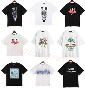 Verão Camisetas Designer Mens Camisetas Tinta Respingo Fluxo Pintura Designers Casais A Miri Camisas Luxo Manga Curta Hip Hop Streetwear Amirs Tees