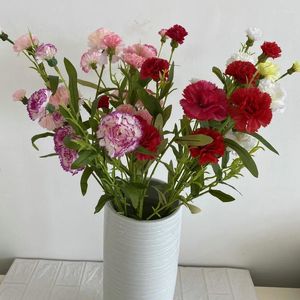 Dekorative Blumen, künstliche Nelken, gefälschte Hochzeitsdekoration, Blumendekoration für Zuhause, Schlafzimmer, Simulationsblume, Seide, rot-rosa Nelkenzweige