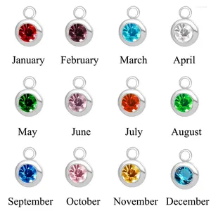 Charms 10st/parti rostfritt stål Birthstone hängen grossist DIY smycken armband halsband som gör födelse kristallsten charm