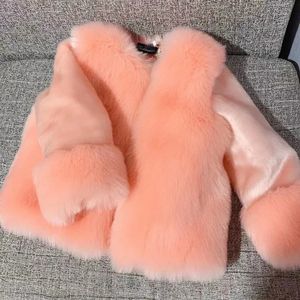 Jaquetas meninas casaco de pele jaqueta de algodão outwear sobretudo 2023 fuzzy quente engrossar mais veludo inverno outono natal roupas infantis 231207