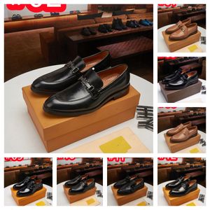 40 Style Luxury Men's äkta lädersko-spetsiga Derby Shoess Italian Red Formal Designer Dress Shoes Business Office Wedding Party Suit Shoes Storlek 38-46