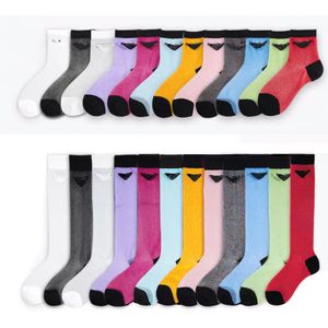 Women's Socks Multi Color Thin Transparent Prad Classic Letter Triangle Elevation Short Socks 4 Pairs