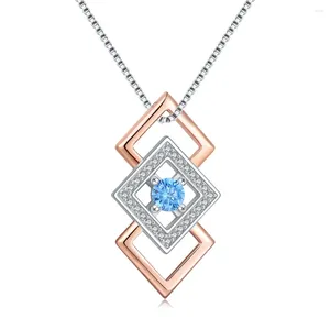 Pingentes 925 prata esterlina geométrica quadrado pingente com zironia cúbica colar jóias presentes de aniversário para mulheres namoradas filha