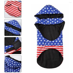 Abbigliamento per cani Giacca per animali Bandiere americane Costume Felpa con cappuccio decorativa Cappotto in poliestere Confortevole