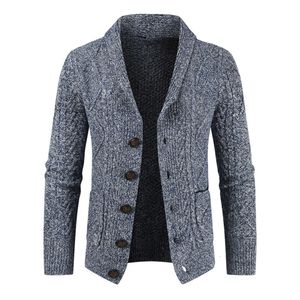 Stickad tröja Cardigan Men New Hooked Sticked Cardigan Fashion V-ringning Löst förtjockad kappa Men tröja 849