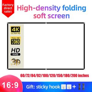 Projection Screens MIXITO 16 9 Ratio Hight-density Portable Foldable Projection Screen 1080P 3d 4K HD Projector Movie 60 72 84 92 100 120 150 Inchs 231206