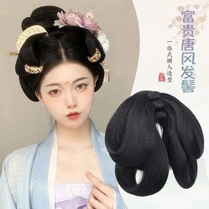 Copricapo Accessori per capelli Borsa cinese antica Hanfu Filo pieno Testa posteriore Cucchiaio Accessorio antico copricapo Nero s Per le donne Panino alto 231207