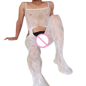 Summer Mens Bodysuit Bodystockings Male Underwear Porno Sexy Lingerie Gay Erotic Teddy Men Jumpsuit Fishnet Clothing Black White