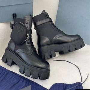 Autumn Winter Women Rois Martin Boots Military Inspired Combat Boots Nylon Pouch Attached To The Ankle With Strap Ankle Boots