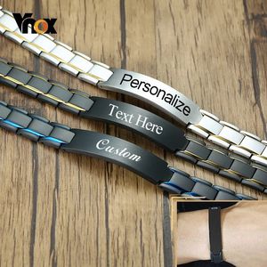 Charm Bracelets Vnox Stylish 12mm Width Men's Bracelet Free Personalized Custom ID Tag Stainless Steel Watchband Chain Jewelry To Husband Father 231206