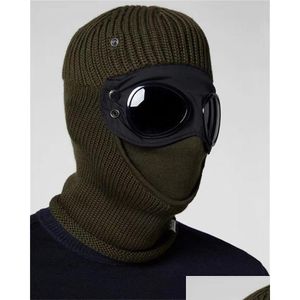 Cappuccio tattico Due lenti Berretti frangivento Outdoor Cotone lavorato a maglia da uomo Maschera Casual Uomo Skl Berretti Cappelli Nero Grigio Verde militare Drop Delivery Dhxne