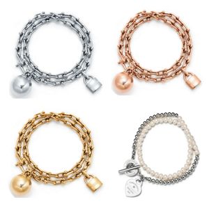 Braccialetti con ciondoli firmati Tiffanines per donna100% argento sterling 925 Classico braccialetto con chiave a forma di cuore Regalo squisito braccialetto di nozze Gioielli con scatola